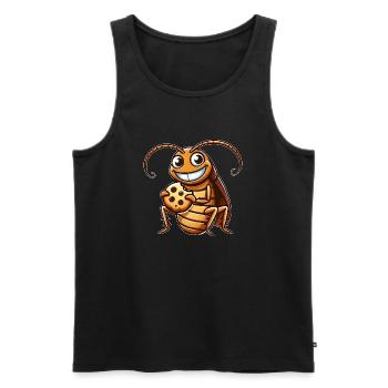 Lustige Kakerlake mit Keks Cartoon Nachtisch - Männer Premium Bio Tank Top - Schwarz - Vorne - AI Model Male 178 light (178cm)