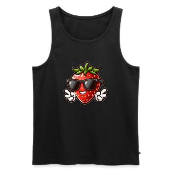 Cool fraise paix fruité design d’été - Débardeur bio Premium Homme - noir - Devant - Michal (187cm)