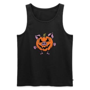 Drôle de cochon citrouille dessin animé d’Halloween - Débardeur bio Premium Homme - noir - Devant - AI Model Male 178 light (178cm)