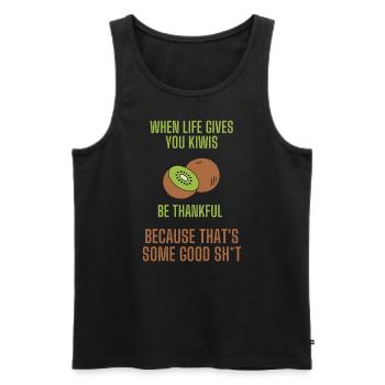 When life gives you kiwis lustiger Früchte Spruch - Männer Premium Bio Tank Top - Schwarz - Vorne - AI Model Male 178 light (178cm)