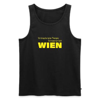 Therapie WIEN - Männer Premium Bio Tank Top - Schwarz - Vorne - AI Model Male 178 light (178cm)