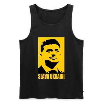 Slava ukraini - Männer Premium Bio Tank Top - Schwarz - Vorne - AI Model Male 178 light (178cm)