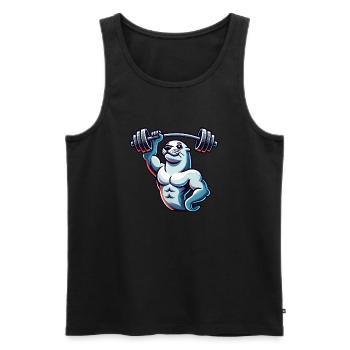 Seerobbe mit Hantel Fitness Gym Training - Männer Premium Bio Tank Top - Schwarz - Vorne - AI Model Male 178 light (178cm)