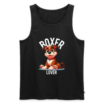 Boxer-Liebhaber - Männer Premium Bio Tank Top - Schwarz - Vorne - Michal (187cm)