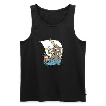 Viking Boat front - Débardeur bio Premium Homme - noir - Devant - AI Model Male 178 light (178cm)