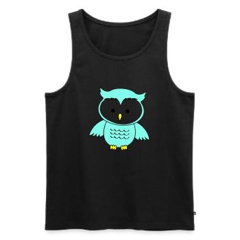 Hibou - Débardeur bio Premium Homme - noir - Devant - AI Model Male 178 light (178cm)
