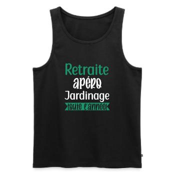 Retraite apéro jardinage cadeau jardin jardinier - Débardeur bio Premium Homme - noir - Devant - Michal (187cm)