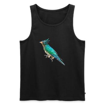 Oiseau ~ le Coucou Emeraude - Débardeur bio Premium Homme - noir - Devant - AI Model Male 178 light (178cm)
