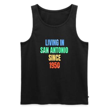 Retro Vintage Living à San Antonio depuis 1950 - Débardeur bio Premium Homme - noir - Devant - Michal (187cm)