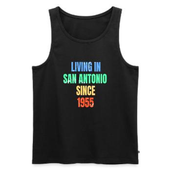 Retro Vintage Living à San Antonio depuis 1955 - Débardeur bio Premium Homme - noir - Devant - Michal (187cm)