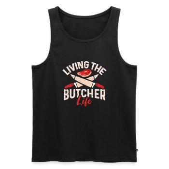 Butcher Butcher Butcher Butcher’s Gift - Débardeur bio Premium Homme - noir - Devant - Michal (187cm)
