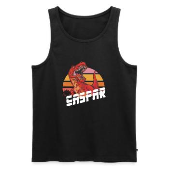 CASPAR - Schöner Jungen Name mit T-REX Dino - Männer Premium Bio Tank Top - Schwarz - Vorne - Michal (187cm)