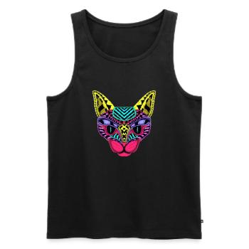 tête de chat - Débardeur bio Premium Homme - noir - Devant - Michal (187cm)