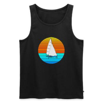 Segelschiff Retro - Männer Premium Bio Tank Top - Schwarz - Vorne - AI Model Male 178 light (178cm)
