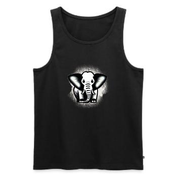 Petit éléphant Dessin animé Cute Love Adventure 1 - Débardeur bio Premium Homme - noir - Devant - Michal (187cm)