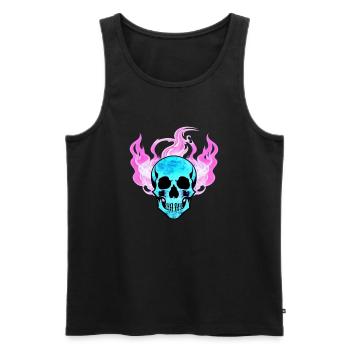Fire Skull Smoke Pink Skeleton Flames 7 - Men's Premium Organic Tank Top - black - Front - AI Model Male 178 light (178cm)