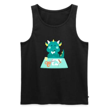 Dragon at a crafting station - Men's Premium Organic Tank Top - black - Front - Michal (187cm)