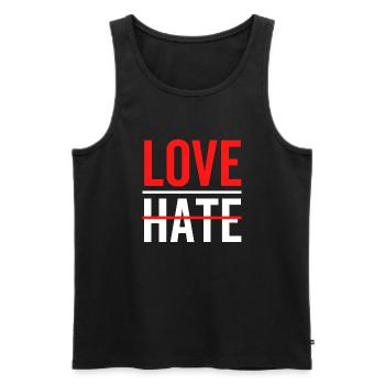 Love Over Hate - Men's Premium Organic Tank Top - black - Front - AI Model Male 178 light (178cm)