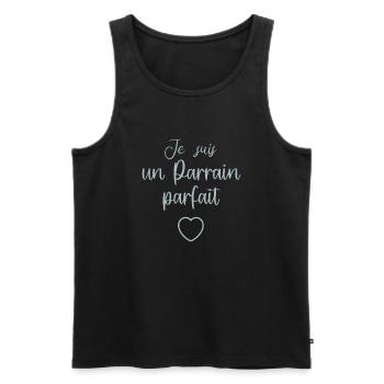 Je suis un Parrain parfait - Débardeur bio Premium Homme - noir - Devant - Michal (187cm)