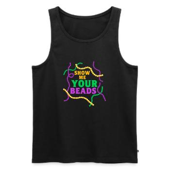 Show Me Your Beads Mardi Gras Party - Men's Premium Organic Tank Top - black - Front - Michal (187cm)