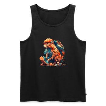 Biber arbeitet auf dem Bau - Männer Premium Bio Tank Top - Schwarz - Vorne - AI Model Male 178 light (178cm)