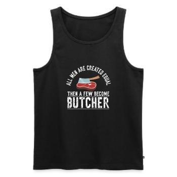 Metzger Fleischer Sprücher I Metzgerei - Männer Premium Bio Tank Top - Schwarz - Vorne - AI Model Male 178 light (178cm)