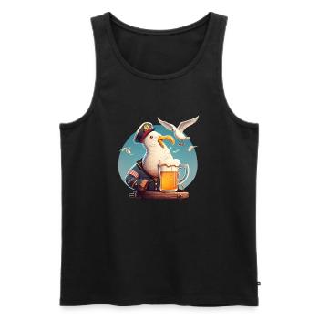 Lutsiger Captain Seagull avec de la bière - Débardeur bio Premium Homme - noir - Devant - Michal (187cm)