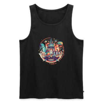Futuristische Stadt - Männer Premium Bio Tank Top - Schwarz - Vorne - AI Model Male 178 light (178cm)