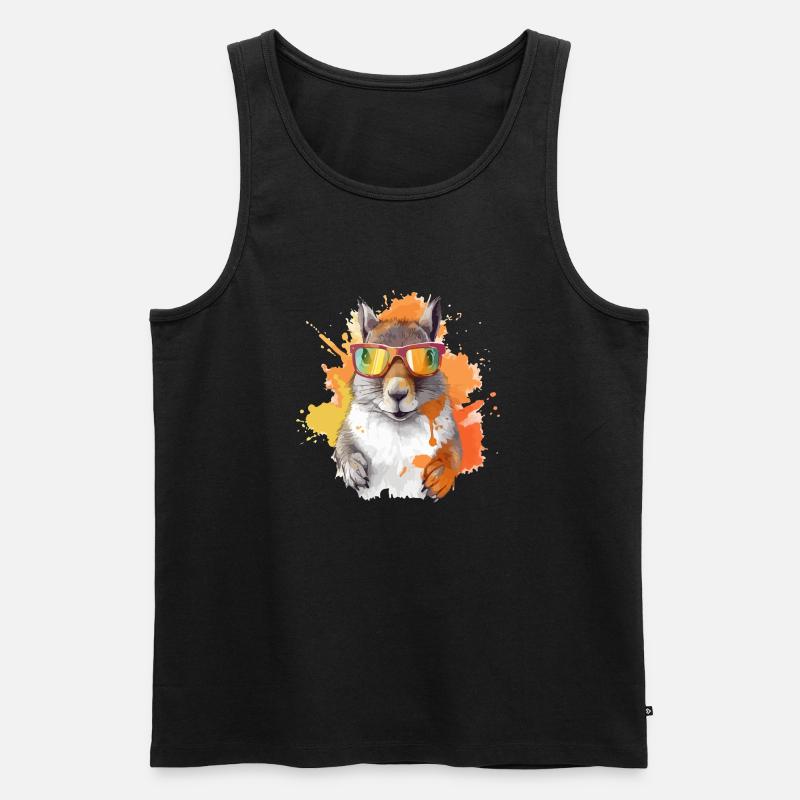 Tom, das Eichhörnchen mit Brille - Männer Premium Bio Tank Top - Schwarz