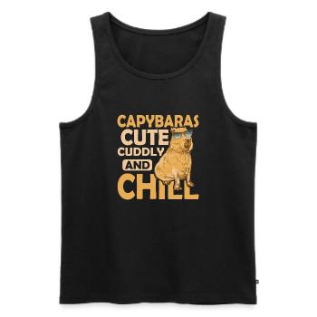 Capybaras Cute, Cuddly, and Chill Capibara Owner M - Men's Premium Organic Tank Top - black - Front - AI Model Male 178 light (178cm)