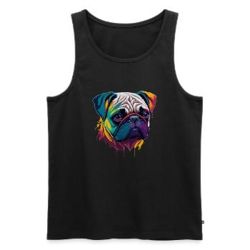 Mops - Männer Premium Bio Tank Top - Schwarz - Vorne - Michal (187cm)
