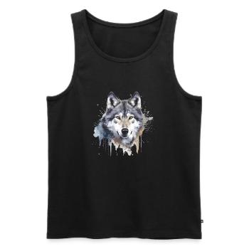 Wolf 2 - Männer Premium Bio Tank Top - Schwarz - Vorne - Michal (187cm)