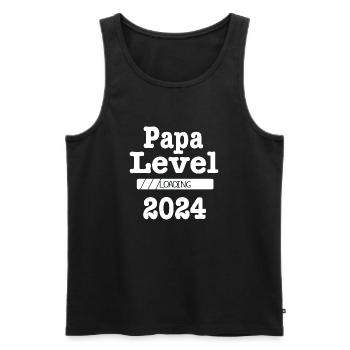 Papa Level Loading 2024 - Débardeur bio Premium Homme - noir - Devant - AI Model Male 178 light (178cm)