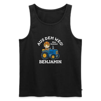 Benjamin Vorname Traktor - Männer Premium Bio Tank Top - Schwarz - Vorne - AI Model Male 178 light (178cm)