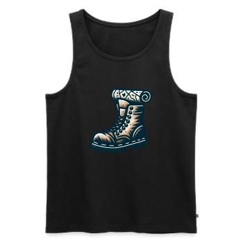 Entdeckerschuh mit Karte - Männer Premium Bio Tank Top - Schwarz - Vorne - AI Model Male 178 light (178cm)