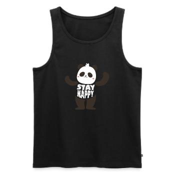 Restez heureux Panda - Débardeur bio Premium Homme - noir - Devant - Michal (187cm)