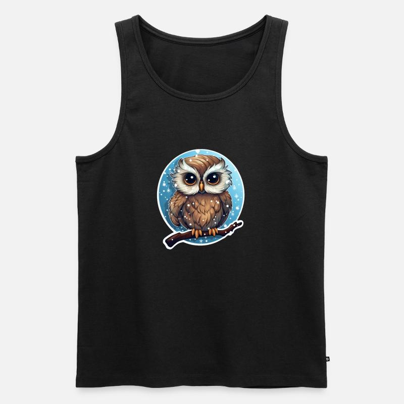 Winter süsse Eule - Männer Premium Bio Tank Top - Schwarz