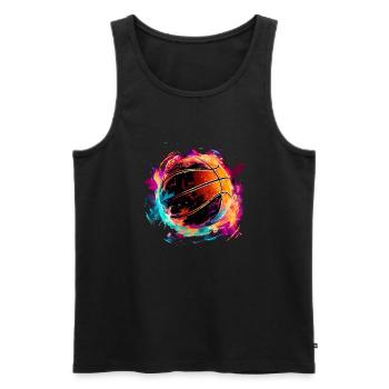 Basketball in Flash Art Design for Sports Fans - Men's Premium Organic Tank Top - black - Front - AI Model Male 178 light (178cm)