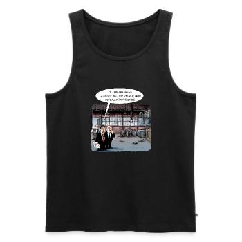Laid off - Men's Premium Organic Tank Top - black - Front - AI Model Male 178 light (178cm)