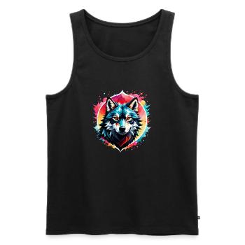 Wolf Tattoo - Men's Premium Organic Tank Top - black - Front - AI Model Male 178 light (178cm)
