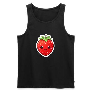 Fraise Sweet Kawaii - Débardeur bio Premium Homme - noir - Devant - AI Model Male 178 light (178cm)