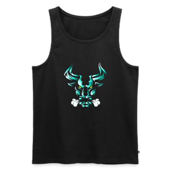 Tête de taureau tête Logo Steak Beast Gym corne - Débardeur bio Premium Homme - noir - Devant - Michal (187cm)