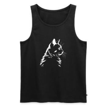 Cat, Cat Motif - Men's Premium Organic Tank Top - black - Front - Michal (187cm)