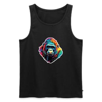 Gorilla psychedelisch - Männer Premium Bio Tank Top - Schwarz - Vorne - AI Model Male 178 light (178cm)
