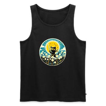 Löwenzahn Ninja Katze - Männer Premium Bio Tank Top - Schwarz - Vorne - AI Model Male 178 light (178cm)