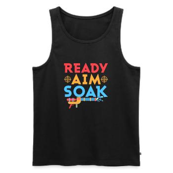Ready Aim Soak Squirt Gun Summer Water Fun - Men's Premium Organic Tank Top - black - Front - AI Model Male 178 light (178cm)