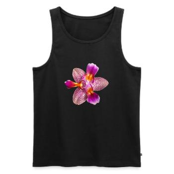Phalaenopsis Joie Conte de fées pélorique Fleur d’orchidée - Débardeur bio Premium Homme - noir - Devant - AI Model Male 178 light (178cm)
