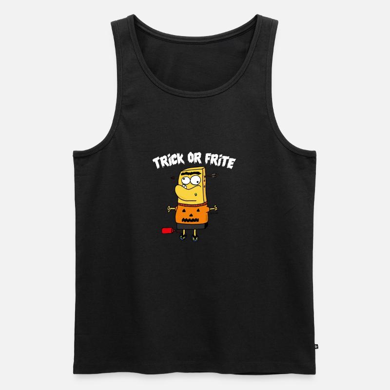 TRICK ODER POMMES WEISS - Männer Premium Bio Tank Top - Schwarz