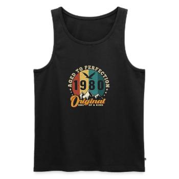 The legends were born in 1980 Vintage - Men's Premium Organic Tank Top - black - Front - Michal (187cm)