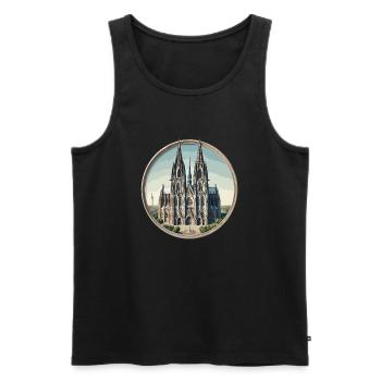 Cologne Cathedral - Men's Premium Organic Tank Top - black - Front - AI Model Male 178 light (178cm)